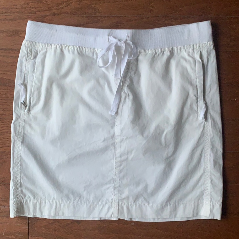 LOFT White Cotton Drawstring Mini Skirt Classic Preppy Summer Size Small
